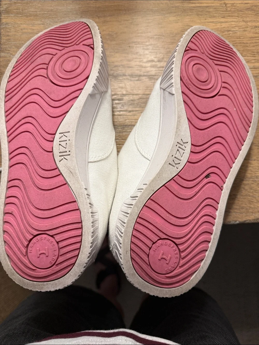 Women's White Canvas Lace-Up Sneakers with Pink Insole kizik